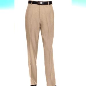 NWT Mens Dress Pants Flat Front - Machine Washable Casual Suit Pants. Tan. 36x32